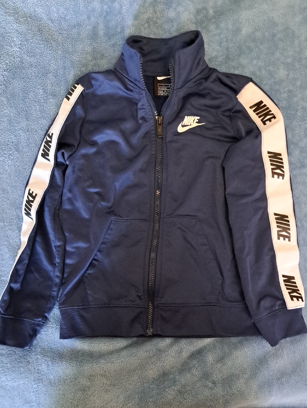 Nike Kids Navy Track Jacket with White Logo Tape
